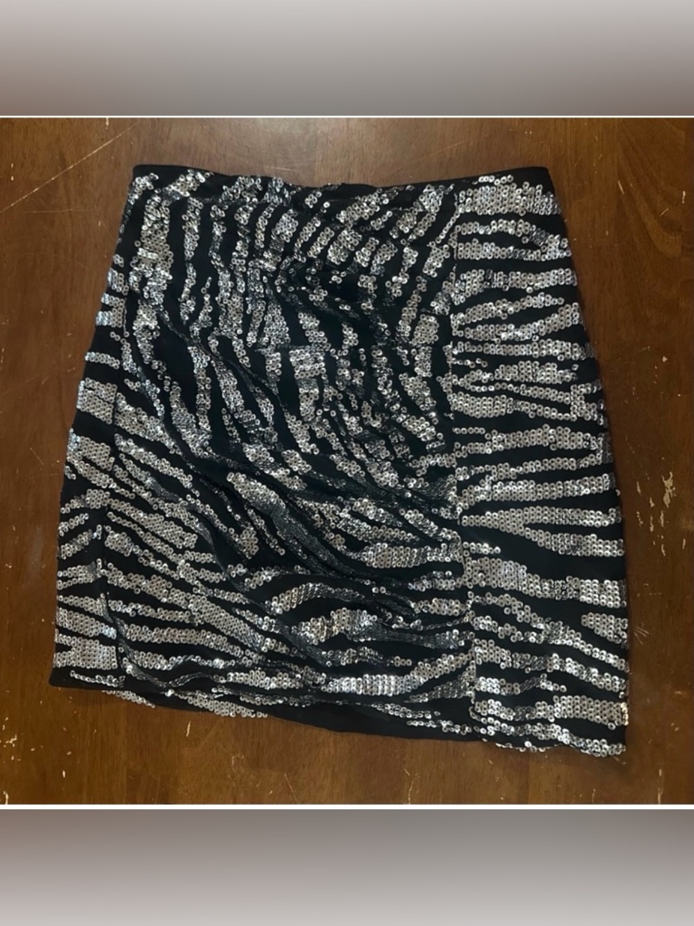 Bar III Black and Silver Sequin Mini Skirt